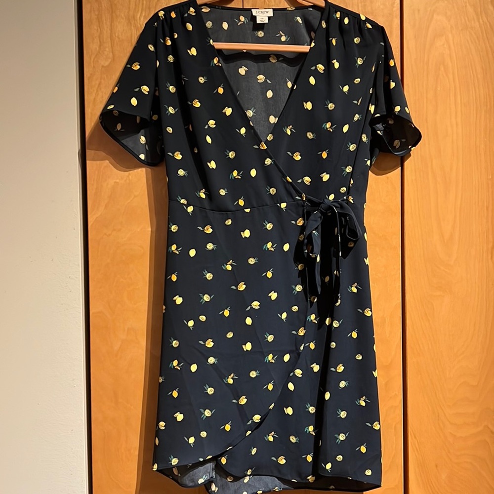 Navy Lemon Wrap Dress